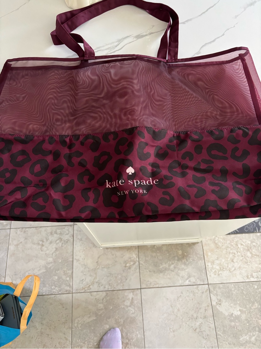 kate spade Burgundy and Black Leopard Mesh Tote